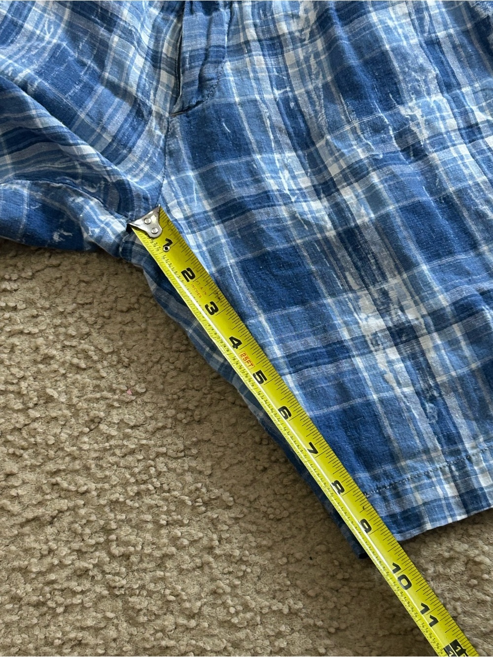 Mens 40 Polo Ralph Lauren India Madras 100% Linen Shorts Tie Dye Blue - Picture 7 of 9